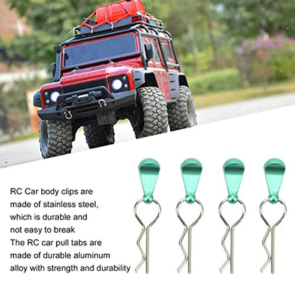 4Pcs RC Car Body Clips with Pull Tabs, Stainless Steel Universal Car Clips for 1 8 1 10 Remote Control Car Upgrade Parts (Green) - color: Green