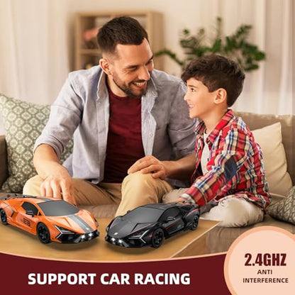 RC Drift Car 2.4GHz, Drifting RC Cars 1/24 4WD Drift Car Fast Remote Control Vehicle with LED Lights and Drifting Tires Racing Sport Toy Cars for Adults Boys Girls Kids - color: Orange+bk