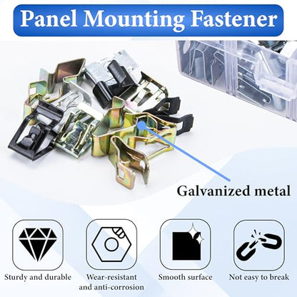 240 PCS 12 Sizes Auto Car U-Clips, Metal Trim Clips, Trim Moulding Clip Kit | Automotive Trim Moulding Fastener Clips, Universal Metal Dash Retainer Clips Replacement for Most Cars