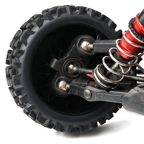 Preglued 1/8 Scale RC Buggy Truggy Tires & Wheels Set 17mm Hex Wheels Tyres- All-Terrain Deep Tread, Compatible with 1/8 Arrma Typhon, Losi, Team Associated, HPI (black rims) - color: black solid-dish rc wheels