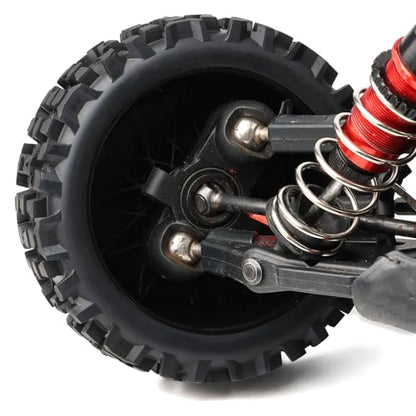 Preglued 1/8 Scale RC Buggy Truggy Tires & Wheels Set 17mm Hex Wheels Tyres- All-Terrain Deep Tread, Compatible with 1/8 Arrma Typhon, Losi, Team Associated, HPI (black rims) - color: black solid-dish rc wheels