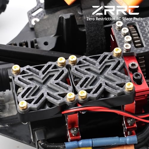 Carbon Fiber Dual 40mm RC Cooling Fan Cover for Twin Brushless Motor ESC Heatsink RC Car Boat Truck Fan Shroud Protector (X Style) - style: Dual 40mm / X Style