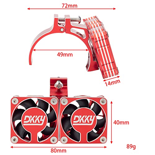 DKKY RC Motor Cooling Fan Heatsink 47-51mm Adjustable 15000 RPM for 1/5 1/8 ARRMA Infraction, Felony, Limitless and Axial 1717 4985 Motor, Red - color: Red