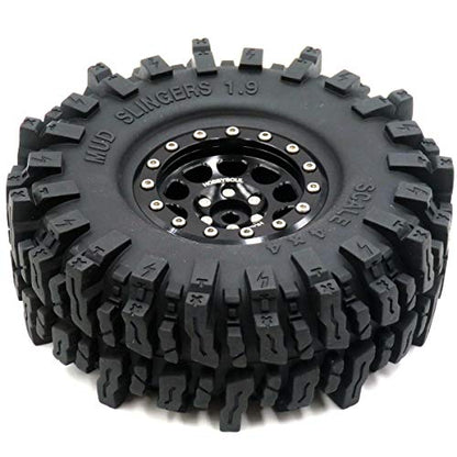 1.9 Beadlock wheels and tires 120mm Tall Soft Sticky 1.9 Mud Slingers T8 Tires & Aluminum Rims For RC 1/10 Crawler TRX4 SCX10 Gen8 Upgardes,HS700571