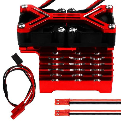 Motor Heatsink Dual Cooling Fan 40-42mm Compatible with 1/7 1/8 Arrma Traxxas RC Car Fit 4068 4074 4082 4268 4274 Motors (Red)