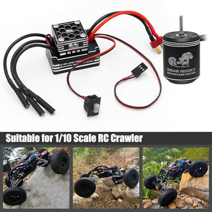3548 1900KV Brushless Motor with AM32 80A Brushless ESC Electric Speed Controller for 1/10 LCG Chassis Remote Control Crawler Car Upgrade