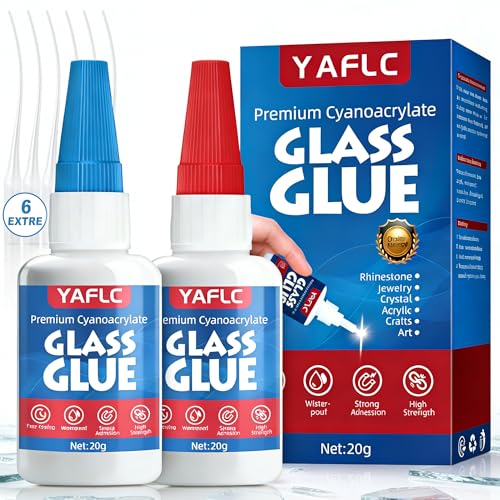 Glass Glue Liquid, Super Glue for Glass Repair 40g | Clear Instant Cyanoacrylate Adhesives for Acrylic Repair, Plexiglass, Jewelry, Rhinestone, Crystal, Art, Mirror, DIY Crafts - style: Glass Glue