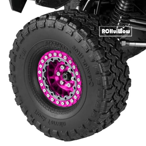 RC 1.9 Beadlock Wheels for 1/10 RC Crawler TRX4 TRX6 SCX10 90046 AX103007 VS4-10 MST CFX RC4WD D90 Red cat Gen8 7,Alloy Aluminium 1.9 rc Beadlock Rims 1.9 rc Wheels,4PCS,Pink - color: Pink(4pcs)