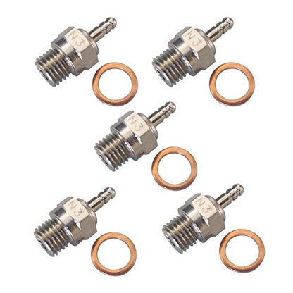N3 N4 Hot Spark Glow Plug for RC Nitro Engines Car Truck Buggy Pack of 5，N4 Spark Plugs for Traxas T-maxx Kyosho HSP1 HPI Redcat, Powerful 70117 Nitro Engine Parts Replace OS 8
