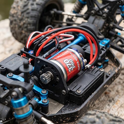 Drfeify RC Motor, 370 Brushed Motor with Stainless Steel Casing, 45T 2.3mm D Shaft, Strong Magnetic Force Low Heat Generatio for RC Car Boat