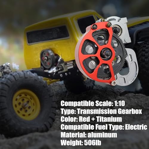 SecosAutoparts Aluminum Transmission Gearbox for 1/10 SCX10 RC Crawler Car | Compatible with Axial SCX10, SCX10 II 90046 90047, Wraith, Gmade Komodo and other 1/10 crawlers