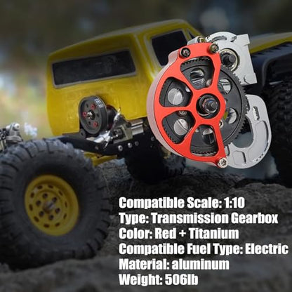 SecosAutoparts Aluminum Transmission Gearbox for 1/10 SCX10 RC Crawler Car | Compatible with Axial SCX10, SCX10 II 90046 90047, Wraith, Gmade Komodo and other 1/10 crawlers