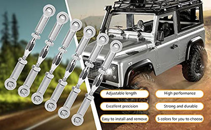 RC Car Turnbuckle, 6Pcs Adjustable Servo Links Tie Rod Aluminum Alloy RC Pull Rod Turnbuckle Rod Linkage Set for RC Hobby Car Model(Silver) Rc Steering Linkage Dilwe Tie Rods Buckle