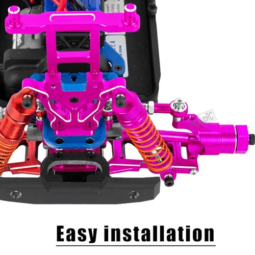 Alloy Metal Shocks&Drive Shaft Axles&Suspension Arms&Steering Block&Camber Links Toe Links&Gearbox&Body Posts Mount&Shock Tower Upgrades Parts for 1/18 LaTrax Teton Desert Prerunner,Pink - color: Pink(for 1/18)