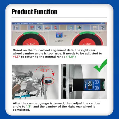 KAISAL Digital Camber Gauge Wheel Alignment Tool -90° to +90° Wide Range Camber Alignment Tool Accurate Wheel Balancing Tools with Digital Display & Powerful Magnet & Positioning Bubble & Reset Key