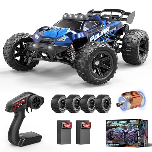Rc Cars 1:14 All Terrain RC Car for Adults & Boys, 4WD Off-Road 40+ KPH | RC Truck High Speed Fast 4X4 Waterproof Remote Control Car with 2 Rechargeable 1300 mAh Batteries 2 sets of tires