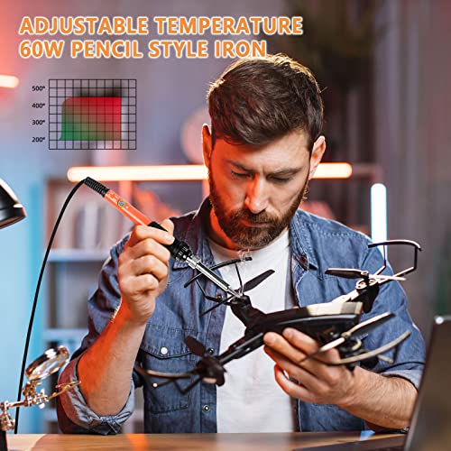 Soldering Iron, 60W 110V Adjustable Temperature Soldering Iron Pen, Portable Welding Tool, Fast Heating, for Electronic Repair, Jewelry, DIY - color: 60w Orange