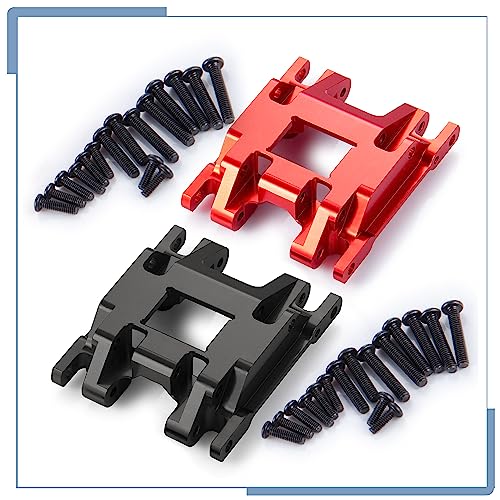RC Skid Plate RC Transmission Mount Center Gearbox Base for TRX4M Upgrades 1/18 Scale RC Crawler Car, Red - color: Red
