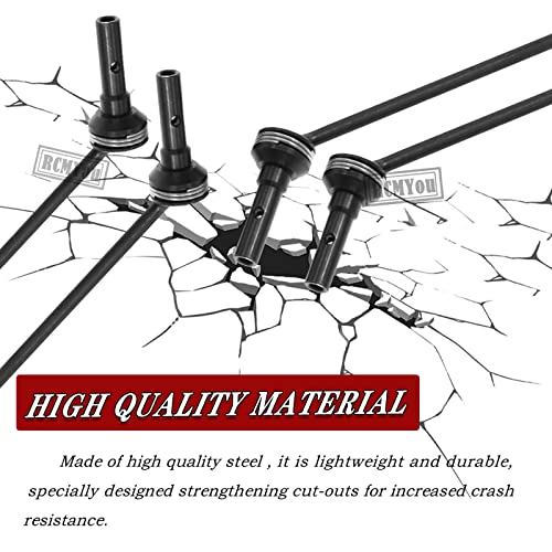 RC Drive Shaft CVD Upgrades Part for 1/8 Sledge 4WD #95076-4, 4pcs Front Rear Harden Steel #45 Hops Up for 1/8 4WD Sledge Monster Truck 95076-4,Black - color: Black