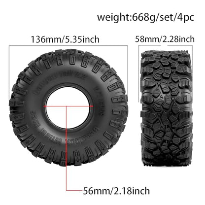 2.2 Crawler Tires Compatible with 2.2 Bealocks Wheels Rims, fit Traxxas TRX4 Sport,SCX10，Redcat Everest 10, Axial RBX10 Ryft 4WD Capra 4WS Rock Crawler
