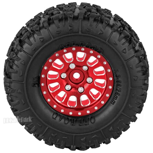 RC 1.3 in Wheel Tires for 1/18 TRX4M 1/24 SCX24 RC Crawler Car,Aluminum 1.3 Beadlock Wheel Rims and Rubber Tires w/Sponge,RC Truck Tires,Red - color: Red - (1.3 Tires)