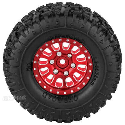 RC 1.3 in Wheel Tires for 1/18 TRX4M 1/24 SCX24 RC Crawler Car,Aluminum 1.3 Beadlock Wheel Rims and Rubber Tires w/Sponge,RC Truck Tires,Red - color: Red - (1.3 Tires)