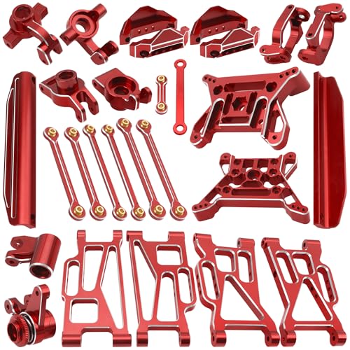 ShareGoo Aluminum Swing Arms & Steering Knuckle Kit & Servo Rod & Shock Tower Compatible with Hyper GO MJX 1/10 10208 Little Monster RC Upgrade Parts