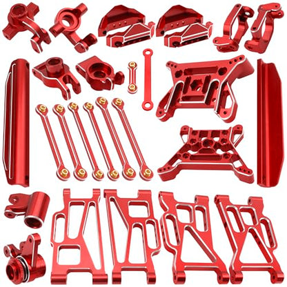 ShareGoo Aluminum Swing Arms & Steering Knuckle Kit & Servo Rod & Shock Tower Compatible with Hyper GO MJX 1/10 10208 Little Monster RC Upgrade Parts