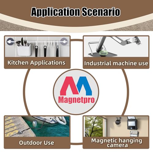 Magnetpro Paired Super Strong Rubber Coated Mounting Magnets Anti-Scratch Anti Corrosion, Magnetic Base Over 80LB Heavy Duty Size 2" *0.6" with 1/4"-20 Male Thread and Nut for Furniture, PTZ, Camera - size: 80LB - 1/4"-20 Male 2P