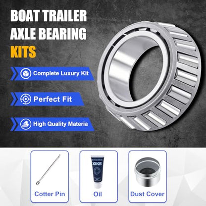 XiKe 4 Sets Boat Trailer Wheel Bearings LM11949 LM11910 | Trailer Hub Kit Fits for 3/4" Axles, Includes 11174TB Seal, OD 1.78" Dust Cover, Cotter Pin - size: LM11949/10 + Seal ID 1.125'', style: Pack 4 Set