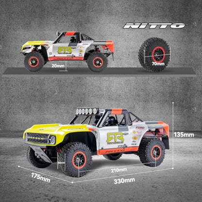 FMS 1/18 RC Truck FSC18 Ford Bronco, Officially Licensed by Ford Short Course RC Car, 4x4 Off-Road RC Crawler with LED Lights, and Quick-Release Body-RS (Race Livery B (Brushless RS)) - style: Race livery B-Brushless RS