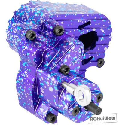 RC Transmission w/Gear Upgrades Part for 1/10 SCX10 AXI03004 Capra 1.9 UTB,Aluminium Alloy Complete Gearbox Transmission Case with Gear,Mix Purple&Blue - color: Multicolorred(1set)