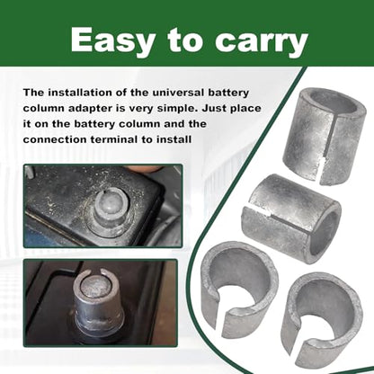 2 Pairs Battery Post Terminal Shims,Battery Terminal Adapter Kit with Positive Negative Post Shims, Anode Cathode Connector Sleeves and Lead Repair Rings for Automotive, Truck, SUV