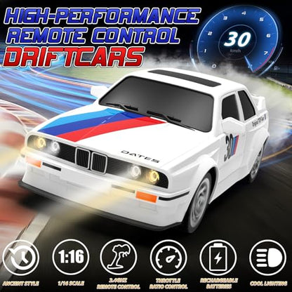 Remote Control Cars 1:16 Scale RC Drift Car 2.4Ghz 30KM/H High Speed 4WD RTR Racing Car with Drift Tires LED Lights+8WD All-Terrain Gesture Sensing Stunt RC Cars RTR Climbing Robot Dogs with Music