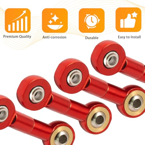 10PCS M2.5 Tie Rod End Ball Joint Aluminum Ball Head Holder Steering Linkage 13mm Upgrade Parts Compatible with HSP Tamiya Mini 4WD, RC Truck Crawler Car/Robot/Boat/Airplane Models, Red - color: Red
