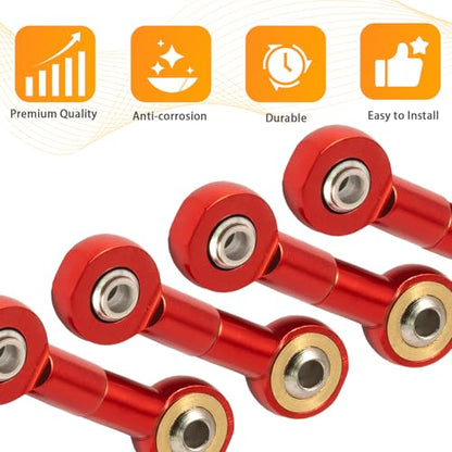 10PCS M2.5 Tie Rod End Ball Joint Aluminum Ball Head Holder Steering Linkage 13mm Upgrade Parts Compatible with HSP Tamiya Mini 4WD, RC Truck Crawler Car/Robot/Boat/Airplane Models, Red - color: Red