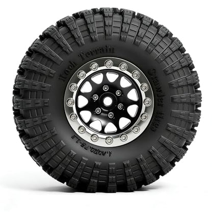 REDSPIDER•1.3 Beadlock Wheels and Crawler Mud Tires OD 2.75'' Aluminium Hub Hex Key 7mm (4PCS) for 1/18 1/24 TRX4M SCX24 AX24 FCX18 FCX24 RC Crawler Car (Black) - color: Black
