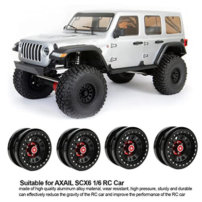 VBESTLIFE 4 PCS 2.9 Inch Wheels 12 Hole Alloy Wheels, 1/6 RC Car Wheels for AXAIL SCX6 1/6 RC Car - color: Black