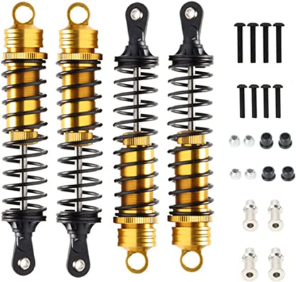 Aluminum 140mm rc shocks,Oil Adjustable RC Damper Set with Springs for 1/8 Rc Car Buggy Truck Hsp Hpi Losi Axial Upgraded Hop-Up Parts 4PCS/set(Yellow) - color: yellow