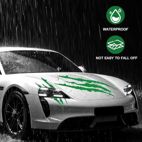 3-Pack Vinyl Claw Mark Decals | Hood, Headlight & Body Scratch Stripe Stickers for Car, Truck, SUV, Motorcycle (Green) - color: Green