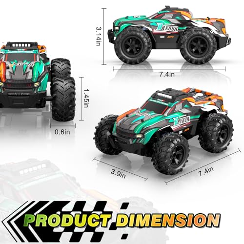 BLUEJAY Remote Control Car, 1:16 All Terrain High Speed RC Cars Truck for Boy, Rechargeable Monster RC Truck with Cool LED Lights & Spray, RC Cars Toys Gifts for Adults Kids Boys Girls 4-7 8-12 - color: Orange