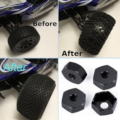 MORLORDY 4Pcs 12mm to 17mm CNC Wheel Hex Hub Adapter for 1/8 Typhon/Kraton/Outcast/Notorious RC Big Rock Crawler Off Road Monster Truck Upgrades Part
