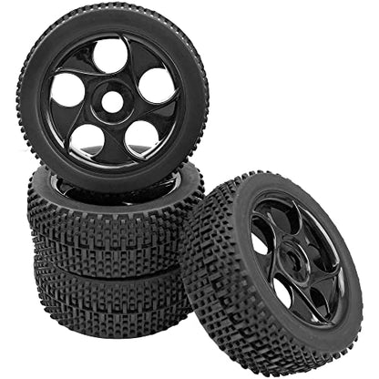 17mm Hex Hub 4.4''OD Rubber Tires & Plastic Wheel Rim with Foam Compatible with Arrma Python Mega HSP Redcat Kyosho ExceedRC Traxxas Losi HPI 1/8 Off-Road RC Buggy