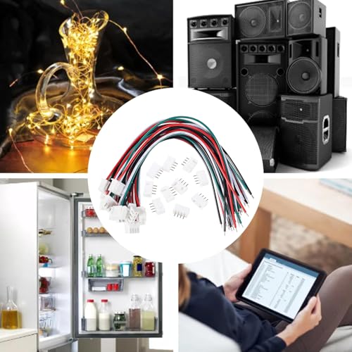 Alinan 20pcs JST-XH2.54mm 4 Pin Connector Kit, Included 10pcs Mini 4 Pin 24AWG Female Connector Plug with 150mm Cable Wire and 10pcs Micro 4Pin Male Connector Plug - color: 4Pin 24AWG 150mm Cable