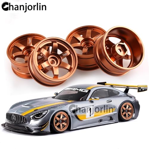 1/10 RC On Road Drift Wheels Rims Hex 12mm Alloy Aluminum Rally Racing Hubs for 1:10 Scale Touring Street Car Tires Tyres Tamiya TT01 TT02 A959 PTG2 HPI KYOSHO HSP XV02 XV01 4PCS (Gold) - color: Gold