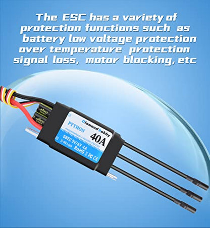 DH 40A 2-4S Waterproof Brushless ESC Electronic Speed Controller with 5V/6V 4A BEC and XT60 3.5mm Banana Head Connector for Model Ship RC Boat - size: 40A