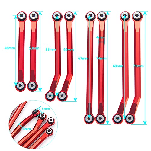 Higher Extra Clearance Links Set Linkage for TRX4M Upgrades 1/18th RC Crawler Car Parts (Red) - color: Red