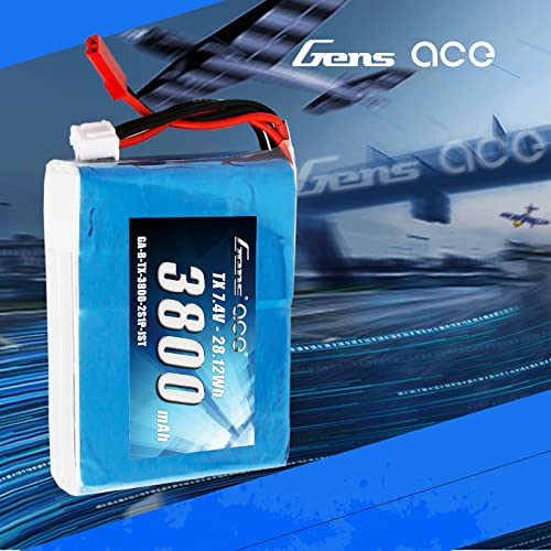 Gens ace 3800mAh 7.4V 2S1P TX Lipo Battery Pack with JST-SYP Plug for the QX7
