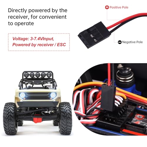 RC Car Lights 4LEDs Headlights Taillight Kit Compatible with Traxxas HSP Tamiya Redcat RC4WD Axial SCX10 RC Car Truck Crawler Drift On Road Touring Cars (2 Red +2 White)