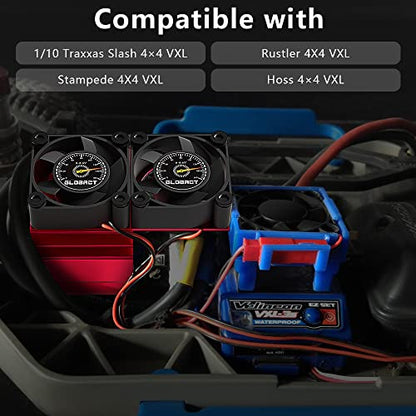 GLOBACT VXL-3S ESC Motor Cooling Fan for 1/10 Slash/Rustler/Stampede 4×4 - size: Red